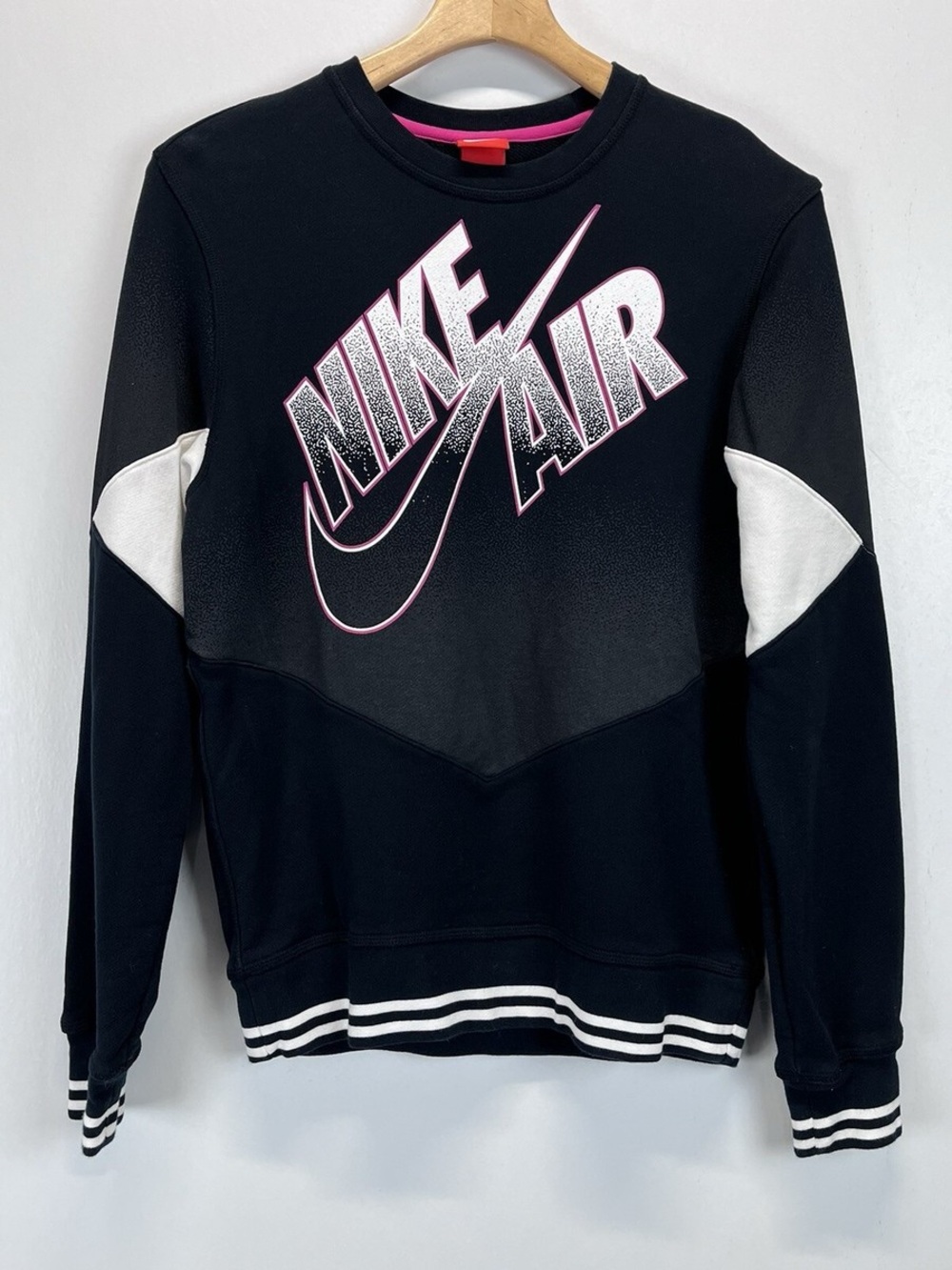 Vintage Nike Air Black Crewneck Sweatshirt with Pink and White Graphics - Picture 2 of 5